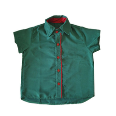 Camisa Social Infantil Verde com vermelho - Kimimo Kids