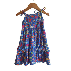 Vestido Amarração Estampado Azul Flores - comprar online