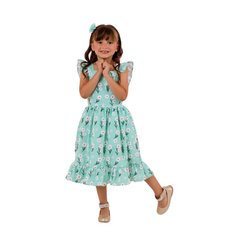 Vestido luma luxo estampado verde - Kimimo Kids