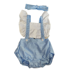 Romper bebê Jardineira branco e azul - comprar online