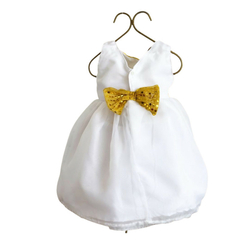 Vestido Infantil Branco dourado batizado formatura - loja online