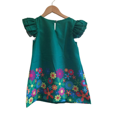 Vestido Trapézio Frufru Verde Flores (natal e ano novo) - loja online