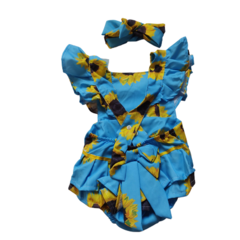 Romper bebê Jardineira Girassol azul - comprar online