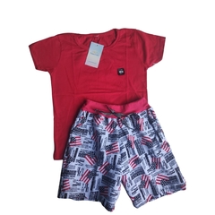 CONJUNTO CAMISA + SHORT MOLETOM - GG (7/8 ANOS) - Kimimo Kids