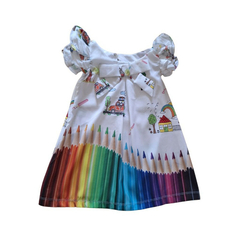 Vestido Trapézio Frufru Lápis Aquarela ABC