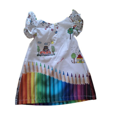 Vestido Trapézio Frufru Lápis Aquarela ABC - Kimimo Kids