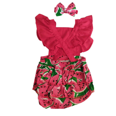 Romper bebê Jardineira melancia vermelho - comprar online