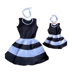 Kit vestido mãe e filha compose Preto e Branco - comprar online