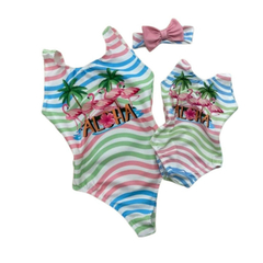 Kit mãe e filha bodie / body maiô Aloha flamingo - Kimimo Kids