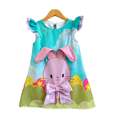 Vestido trapézio 3D coelho páscoa