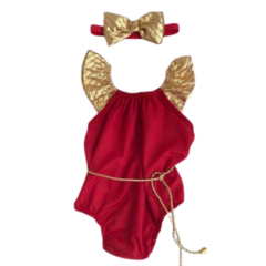 Bodie vermelho com cinto dourado - comprar online