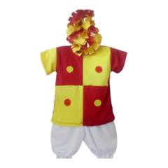 Fantasia Menina boneca amarelo e vermelho com peruca - Kimimo Kids