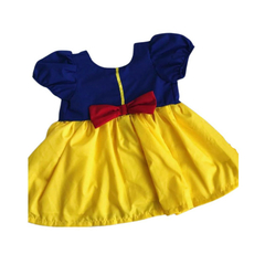 Fantasia Vestido Princesa Neve Azul e Amarelo Branca - Kimimo Kids