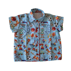 Camisa Social temática brinquedos azul - loja online