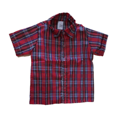 Camisa Infantil Xadrez escuro vermelha - Kimimo Kids