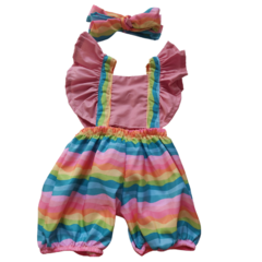 Jardineira romper temático circo color tie day