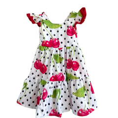 Vestido Infantil Branco cereja babado