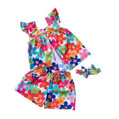 Conjunto Short Peplum Flower Flores colorido - comprar online