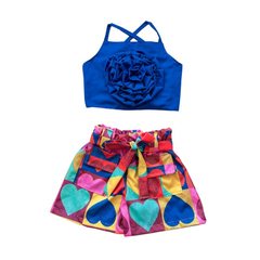 Conjunto Flower Corações cropped infantil - comprar online