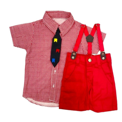 Conjunto caipira xadrez vermelho e preto - Kimimo Kids