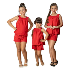 Conjunto Vermelho Infantil Natal Festas - loja online