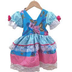 Vestido Festa junina caipira Xadrez flores - loja online