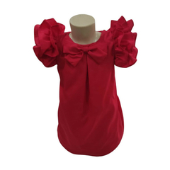 Vestido Natal Trapézio Frufru Vermelho laço - comprar online