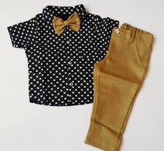 CONJUNTO SOCIAL MENINO BEBÊ COROA CALÇA COMPRIDA MOD 04