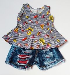 MINI DIVA - PEPLUM + SHORT JEANS MOD 01 na internet