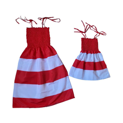 Kit Vestido Mãe e filha simples vermelho e branco - comprar online