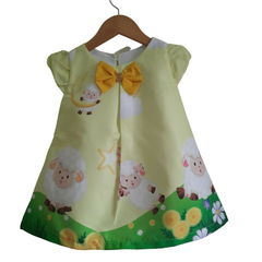 Vestido Trapézio Manga Laço Ovelhinha - Kimimo Kids