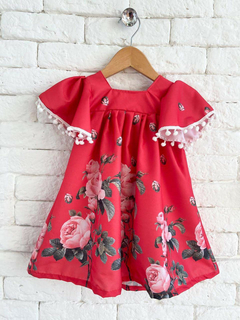 Vestido Pom Pom Vermelho Flores - loja online