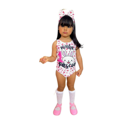 Body/ bodie maiô infantil primeira páscoa coelho - comprar online