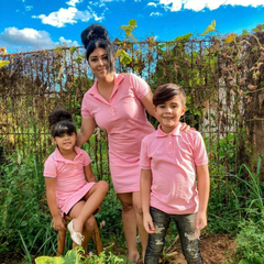 Kit Vestido Gola Mãe e filha Rosa bebê - comprar online