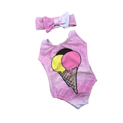 Body/ bodie maiô infantil sorvete rosa - Kimimo Kids