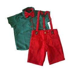 Conjunto social festa verde e vermelho - comprar online