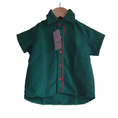 Camisa Infantil Social Verde vermelho - Kimimo Kids