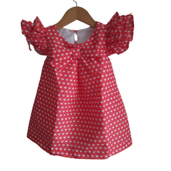 Vestido Trapézio Frufru Vermelho Coração branco - Kimimo Kids