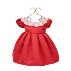 Vestido Natal Vermelho Renda gola manga - loja online