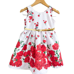 Vestido Natal Flores vermelho