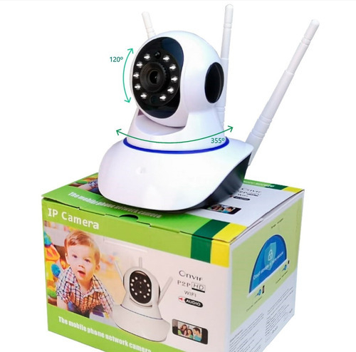 câmera segurança wifi iP robô 3 antenas yoosee visão noturna full HD 360º  microfone áudio babá eletrônica robozinho bivolt