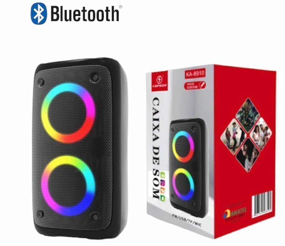 Caixa de som portátil bluetooth grande com led RGB luzes