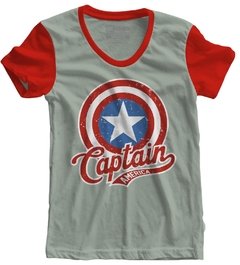 Camiseta feminina Capitão América escudo na internet