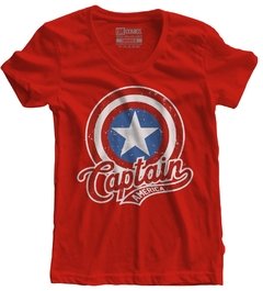 Camiseta feminina Capitão América Escudo na internet