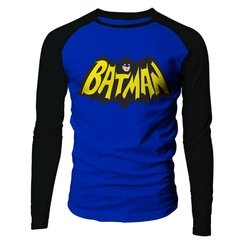 Camiseta masculina manga longa raglan Batman logo vintage Live Comics na internet