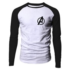 Camiseta masculina manga longa raglan Vingadores Avengers