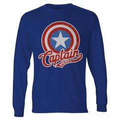 Camiseta masculina manga longa Capitão América