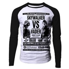 Camiseta Manga Longa Raglan Skywalker vs Vader Star Wars