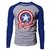 Camiseta masculina Manga Longa Capitão América Escudo Raglan