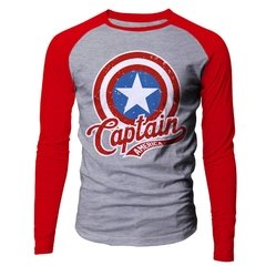 Camiseta masculina Manga Longa Capitão América Escudo Raglan - comprar online